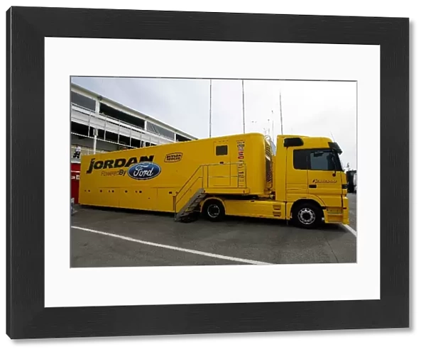 Formula One World Championship: Jordan Ford trucks in the paddock