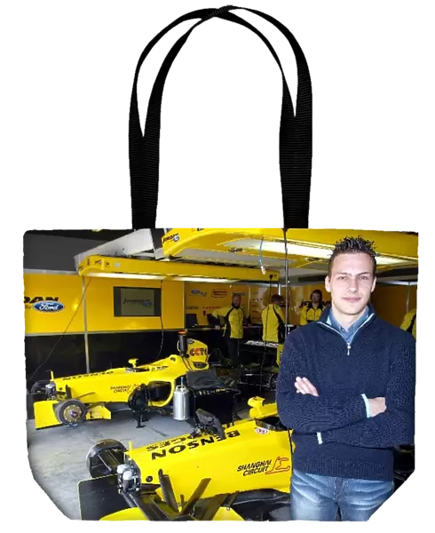 Formula One World Championship: Gary Paffett Brand Motorsports F3000 driver in the Jordan garage