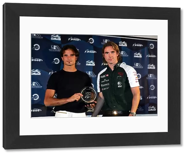Gonzalo Rodriguez F3000 Awards: Champion Vitantonio Liuzzi Arden International with 2003 Champion Bjorn Wirdheim Jaguar Test Driver at the awards