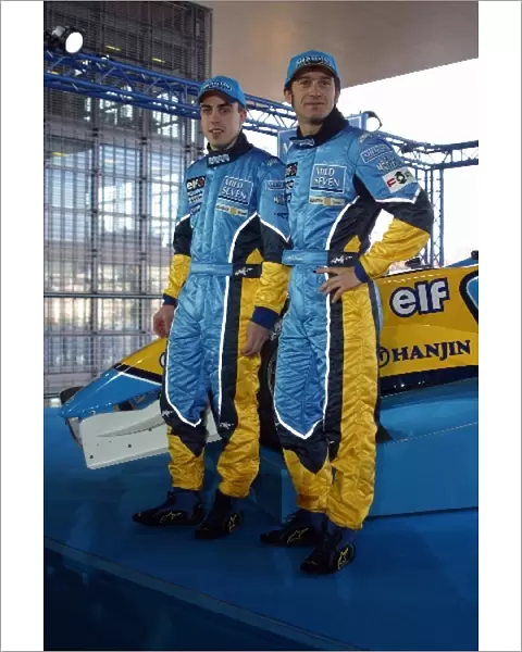 Formula One Launch: Fernando Alonso Renault with team mate Jarno Trulli Renault at the launch of the Renault R23