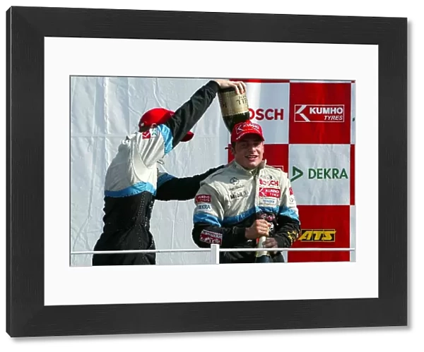 Formula 3 Euroseries: Olivier Pla, ASM F3, Portrait, puts the champagne down the neck of Bruno Spengler, ASM F3