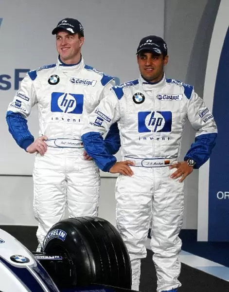 BMW Williams F1 Launch: BMW Williams F1 team mates Ralf Schumacher, left, and Juan Pablo Montoya, left