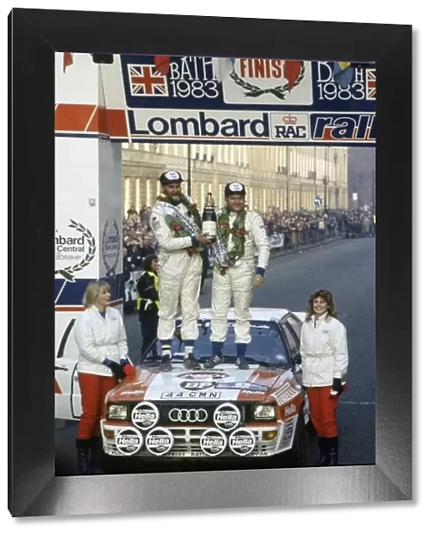 1983 World Rally Championship. Lombard RAC Rally, Great Britain. 19-23 November 1983. Stig Blomqvist / Bjorn Cederberg (Audi Quattro A2), 1st position. Podium. World Copyright: LAT Photographic Ref: 35mm transparency 83RALLY17