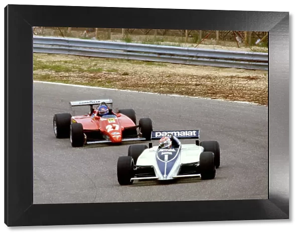 1982 Dutch Grand Prix.Zandvoort, Holland. 3 July 1982.Nelson Piquet, Brabham BT50-BMW, 2nd position, leads Patrick Tambay, Ferrari 126C2, 8th position, action.World Copyright: LAT PhotographicRef: 35mm transparency 82HOL