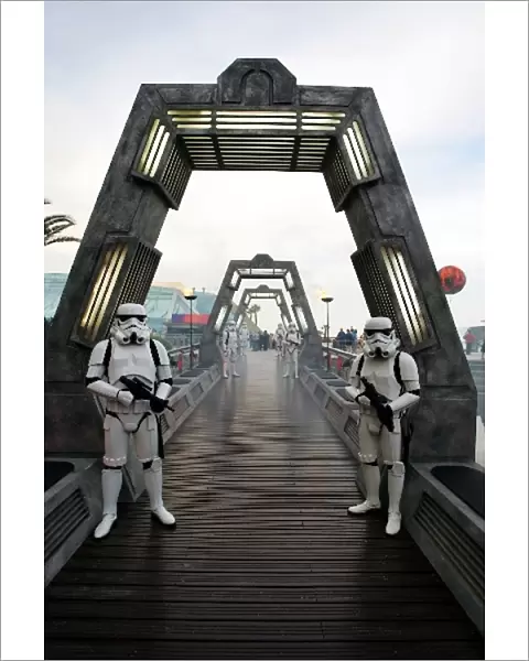 Formula One World Championship: Storm Troopers guard the entrance to the Red Bull Racing Star Wars Party