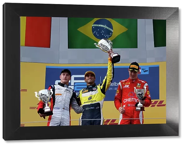 2014 GP2 Series Round 4. Red Bull Ring, Spielberg, Austria. Saturday 21 June 2014. Felipe Nasr (BRA, Carlin), Stoffel Vandoorne (BEL, ART Grand Prix) & Raffaele Marciello (ITA)