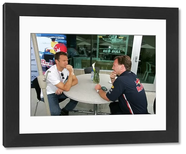 Formula One World Championship: Townsend Bell talks with Christian Horner Red Bull Racing Team Principal