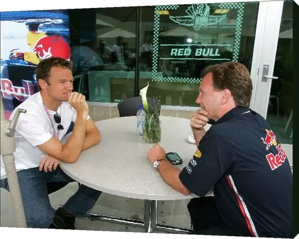 Formula One World Championship: Townsend Bell talks with Christian Horner Red Bull Racing Team Principal