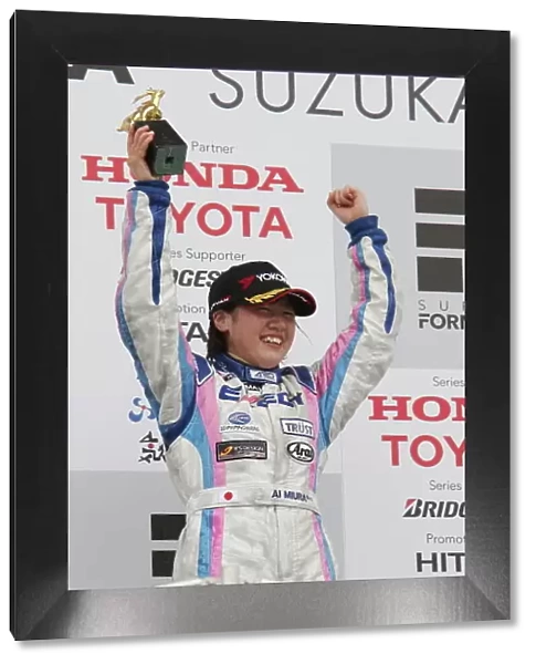 2014 All-Japan F3 Championship Suzuka, Japan. 12th - 13th April 2014. Rd 1. Race 2 - N-Class Winner Ai Miura ( #3 EXEDY RACING TEAM ) podium, portrait World Copyright: Yasushi Ishihara  /  LAT Photographic. Ref: 2014JF3_Rd2_015.JPG