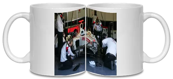Formula One Testing: Honda Racing F1 Team mechanics hard at work