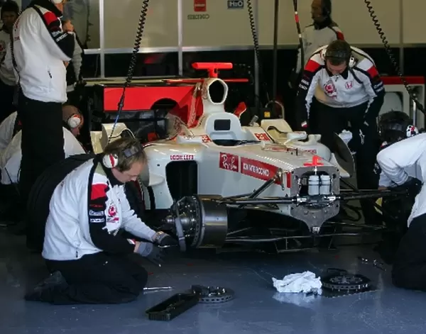 Formula One Testing: Honda Racing F1 Team mechanics hard at work
