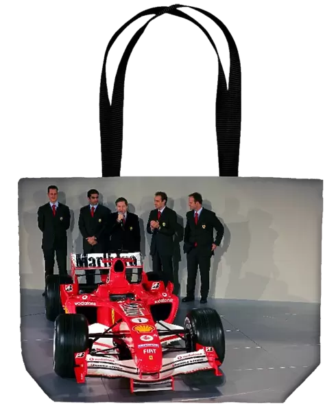 Formula One World Championship: Key personnel at the unveiling of the new Ferrari F2005 in Maranello: Michael Schumacher Ferrari; Marc Gene Ferrari