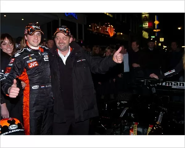 Formula One World Championship: New driver Christijan Albers Minardi with Paul Stoddart Minardi Team Owner
