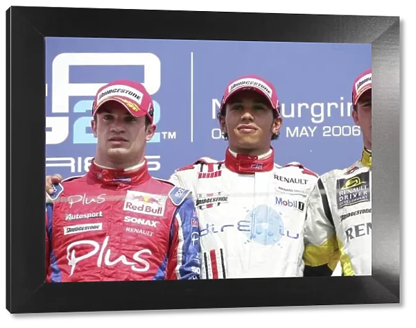 2006 GP2 Series. Round 3. Nurburgring, Germany. 7th May 2006. Sunday sprint race. Lewis Hamilton (GBR, ART Grand Prix) 1st, Nicolas Lapierre (FRA, Arden International) 2nd, Jose Maria Lopez (ARG, Super Nova International) 3rd