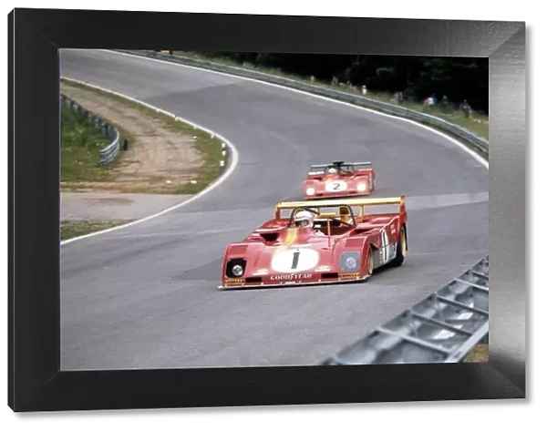 1973 Osterreichring 1000kms Osterreichring, Austria. 24th June 1973 Brian Redman, Ferrari 312PB, 3rd position and Arturo Merzario, 6th position.. World Copyright: LAT Photographic ref: 35mm Image