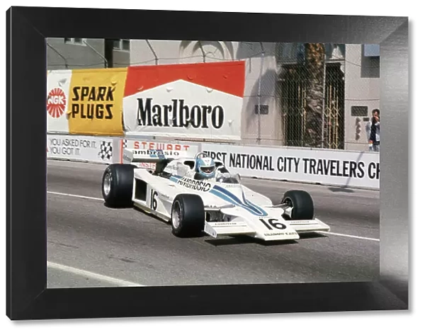 1977 United States Grand Prix West. Long Beach, California, USA. 1-3 April 1977. Reno Zorzi (Shadow DN8-Ford) retired. Ref-77 LB 02. World Copyright - LAT Photographic