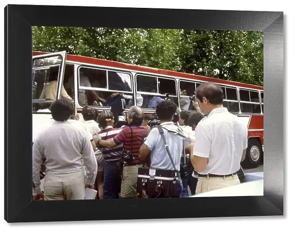 Bus. 1982 South African Grand Prix.. Kyalami, South Africa