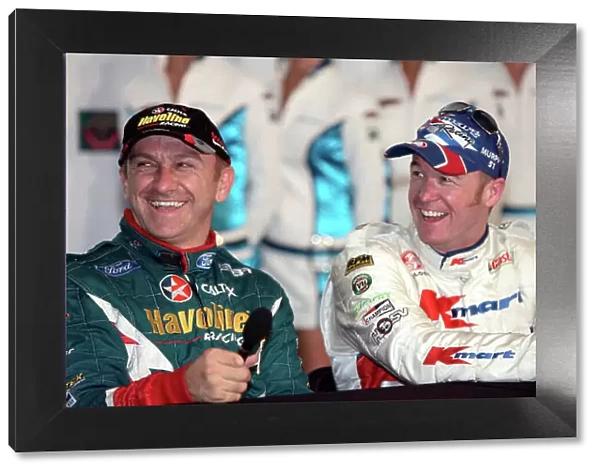 2004 Australian V8 Supercars Symmons Plain Raceway, Tasmania. November 14th. V8 Supercar driver and round winner Russell Ingall (L) and 2nd place driver Greg Murphy at Round 12. Portrait