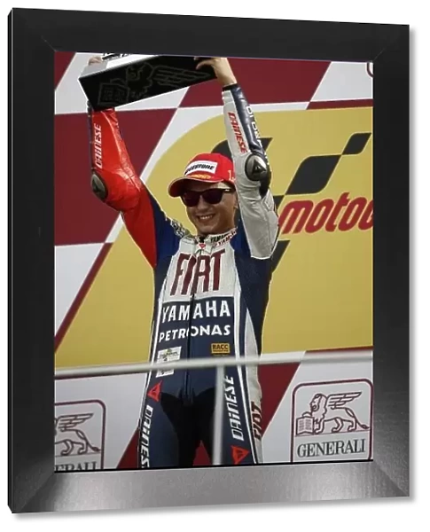 MotoGP. Race winner Jorge Lorenzo (ESP), FIAT Yamaha celebrates on the podium.