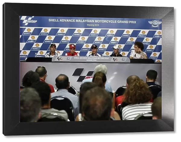 MotoGP. The Thursday press conference (l-r) Valentino Rossi 