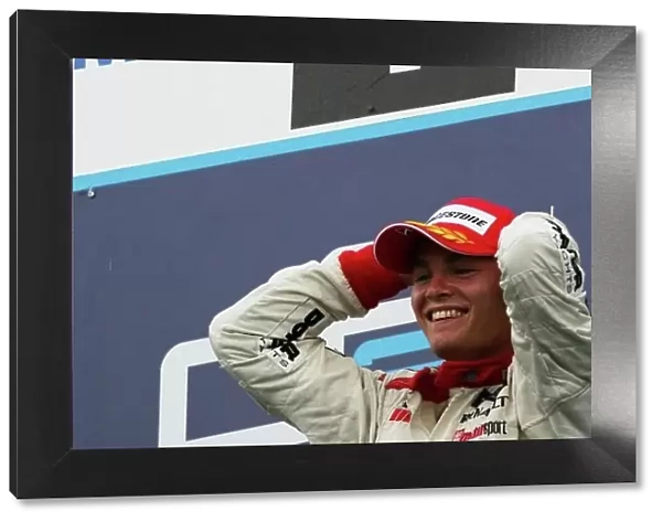 GP2. Race winner Nico Rosberg (GER) ART celebrates on the podium.