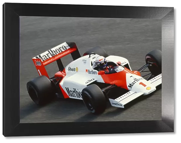 1986 Italian Grand Prix. Monza, Italy. 5th - 7th September 1986. Alain Prost (McLaren MP4 / 2C-TAG Porsche), retired, action. World Copyright: LAT Photographic. Ref: 86 ITA 04