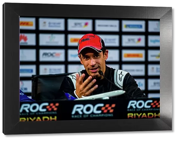 2018 Race Of Champions King Farhad Stadium, Riyadh, Abu Dhabi. Friday 2 February 2018 Helio Castroneves (BRA) of Team Latin America talks in the press conference. Copyright Free FOR EDITORIAL USE ONLY. Mandatory Credit: Race of Champions