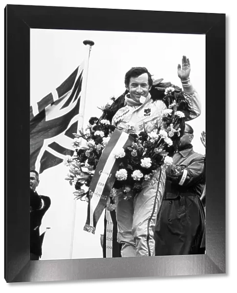 1968 Dutch Grand Prix. Zandvoort, Holland. 23 June 1968. Jackie Stewart, Matra MS10-Ford, 1st position, portrait, podium. World Copyright: LAT Photographic Ref: 2033 #8A
