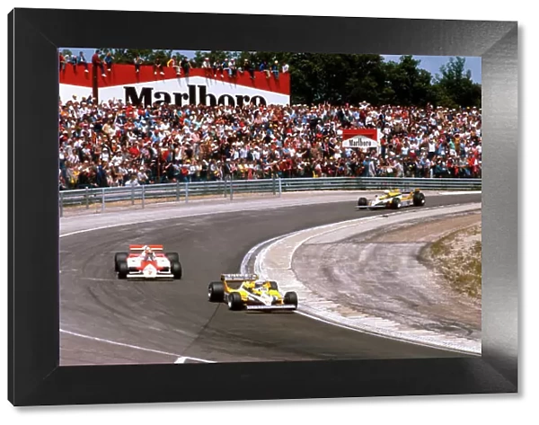 1981 French Grand Prix. Dijon-Prenois, France. 3-5 July 1981. Alain Prost (Renault RE30) leads John Watson (McLaren MP4 / 1 Ford) and Rene Arnoux (Renault RE30). Ref-81 FRA 10. World Copyright - LAT Photographic