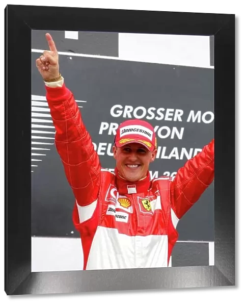 2006 German Grand Prix - Sunday Race Hockenheim, Germany. 27th - 30th July. Michael Schumacher, Ferrari 248F1, 1st position, celebrates his 89th win and 70th for Ferrari