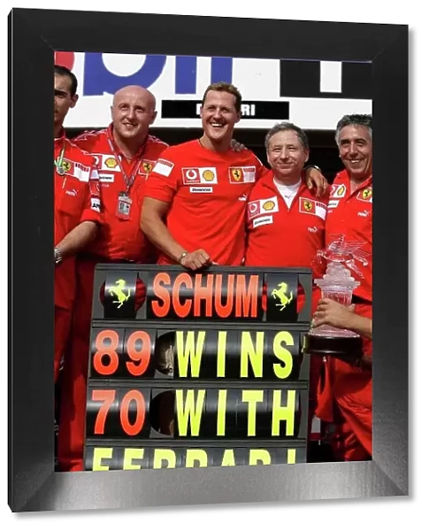 2006 German Grand Prix - Sunday Race Hockenheim, Germany. 27th - 30th July. Michael Schumacher, Ferrari 248F1, 1st position, celebrates his 89th win and 70th for Ferrari