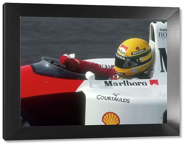 1991 Portuguese Grand Prix. Estoril, Portugal. 20-22 September 1991. Ayrton Senna (McLaren MP4 / 6 Honda) 2nd position. Ref-91 POR 02. World Copyright - LAT Photographic