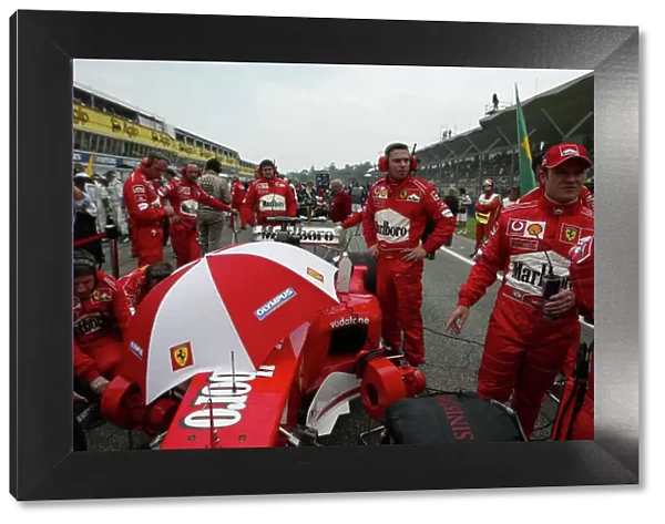 2003 San Marino Grand Prix - Sunday Race, Imola, Italy. 20th April 2003. Rubens Barrichello, Ferrari F2002, on the grid. World Copyright LAT Photographic. ref: Digital Image Only