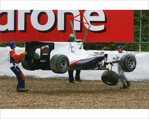 Formula One World Championship: Pedro De La Rosa BMW Sauber C29 crashes out of qualifying