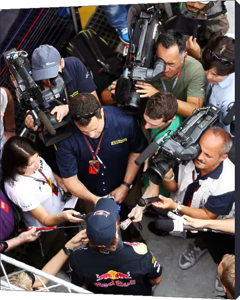 Formula One World Championship: Sebastian Vettel Red Bull Racing with the media