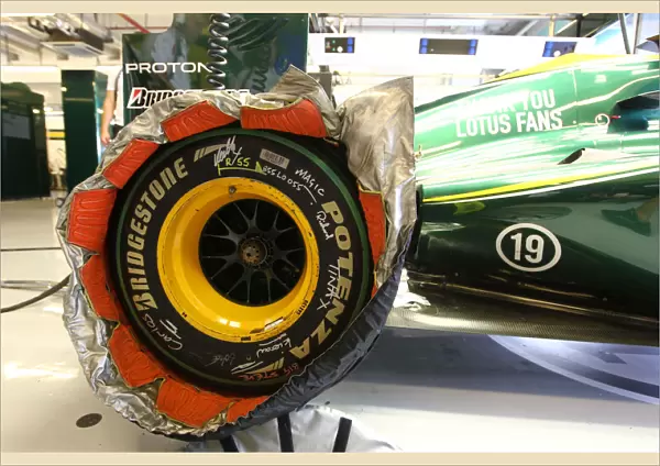 Formula One Young Driver Test: The last Bridgestone tyres to be fitted to a Lotus T127