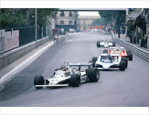 1980 Monaco Grand Prix: Carlos Reutemann leads Jacques Lafitte, Patrick Depailler and Nelson Piquet into Mirabeau