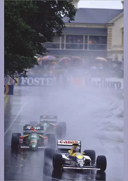 1989 Australian Grand Prix: Thierry Boutsen 1st position, with the Benetton B189 Fords of Pirro and Nannini behind