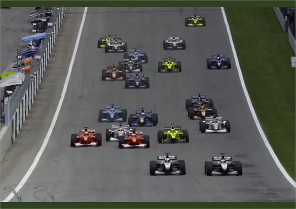2000 Austrian Grand Prix. RACE: Mika Hakkinen, McLaren Mercedes leads at the start