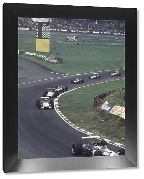 Jochen Rindt leads Brabham, McLaren, Rodriguez and Attwood: British Grand Prix, Brands Hatch, 20th July 1968, Rd 7