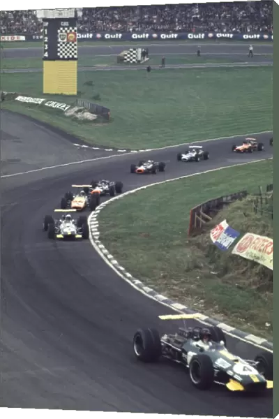 Jochen Rindt leads Brabham, McLaren, Rodriguez and Attwood: British Grand Prix, Brands Hatch, 20th July 1968, Rd 7