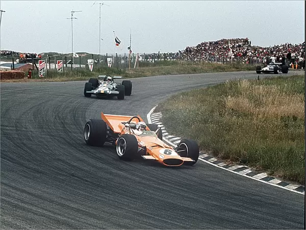 1969 Dutch Grand Prix: Bruce McLaren leads Jack Brabham and Jacky Ickx