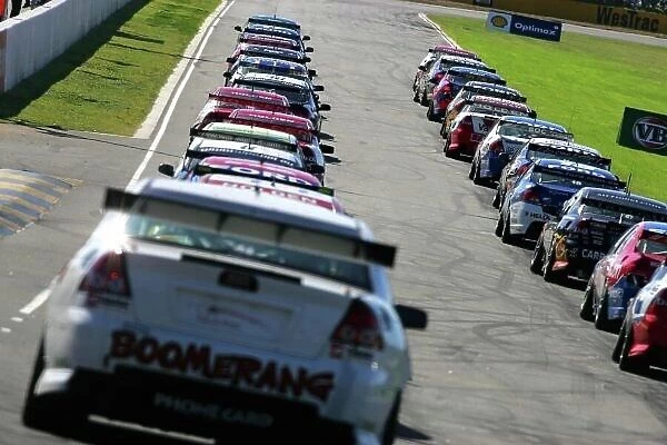 05av803. The cars line up on the grid.. Australian V8 Supercar Championship Rd3