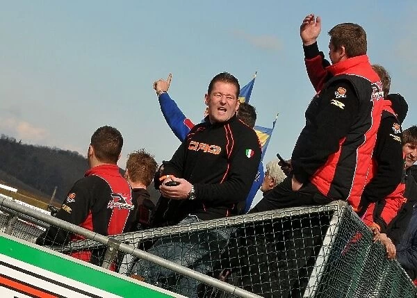 15th Winter Cup: Jos Verstappen cheers on son Max Verstappen, CRG, at the 2010 Winter Cup