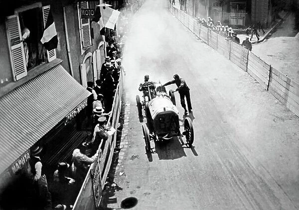 1906 French Grand Prix. Le Mans, France. 26-27 June 1906. Alessandro Cagno (Itala 120hp) retires at Commerre. Published - Autocar 7 / 7 / 1906 p12. Ref: S66 / 1424 / MotorSport calendar World Copyright: LAT Photographic