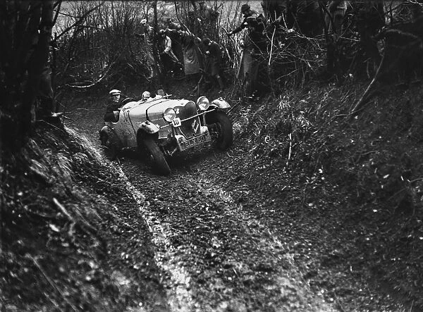 1938 Margate and District CC Wye Cup Trial - K. Hutchinson: K. Hutchinson climbs Stouting in his Allard Special to win the Wye Cup, action