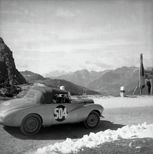 1954 Alpine Rally. July 1954. Sunbeam Talbot Alpine. Peter Collins, Mr. Garrad. Car No: 504 REG No: MKV 23 Retired with broken rear axle on Stelvio pass. World Copyright:LAT Photographic. Ref:K542 C