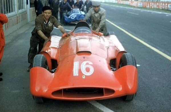 1956 French Grand Prix, Reims Alfonso de Portago (stream-lined Lancia-Ferrari D50