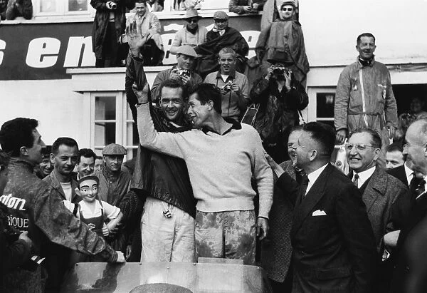 1958 Le Mans 24 hours: Phil Hill  /  Olivier Gendebien, 1st position, portrait, podium