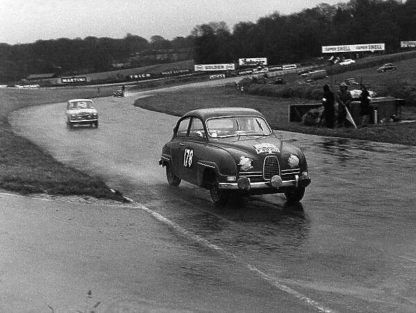 1960 RAC Rally of Great Britain. Brands Hatch, England. 21st - 26th November 1960. Erik Carlsson  /  Stuart Turner (Saab 96), 1st position, action. World Copyright: LAT Photographic. Ref: 8905